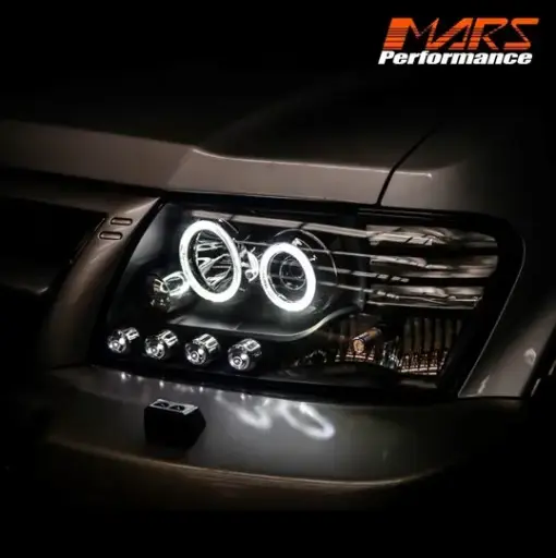 Mitsubishi Pajero Black High Power LED Angel Eyes Projector Head Lights (NM/NP)
