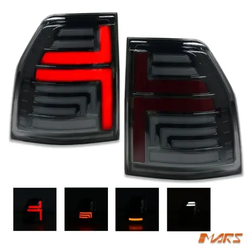 Mitsubishi Pajero Smoked 3D Stripe Bar Full LED Tail Lights with Sequential Indicators (NS/NT/NW/NX)
